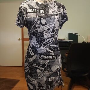 No Boundaries Black & White Graphic Print Mini Dress